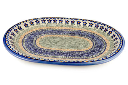 Aztec Flower Large Oval Platter Polish Pottery