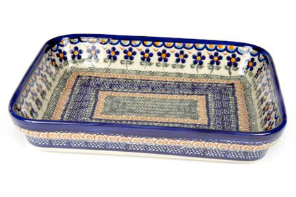 Aztec Flower Small Rectangular Baker Polish Pottery