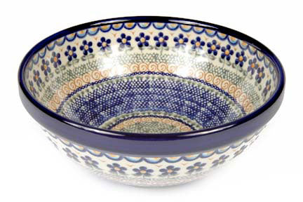 Aztec Flower Small Serving Bowl Polish Pottery