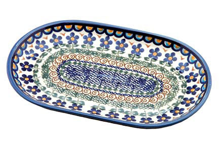 Aztec Flower Small Oval Dish Polish Pottery