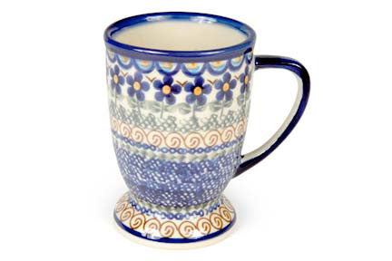 Aztec Flower Pedestal Coffee Mug Polish Pottery