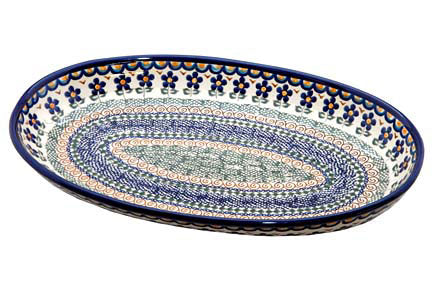 Aztec Flower Oval Platter Polish Pottery