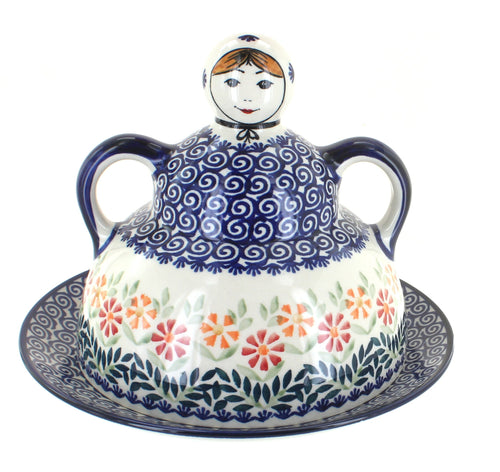 Polish Pottery Garden Bouquet Cheese Lady