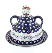 Polish Pottery Blue Violet Cheese Lady