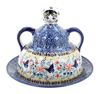 Polish Pottery Blue Butterfly Cheese Lady
