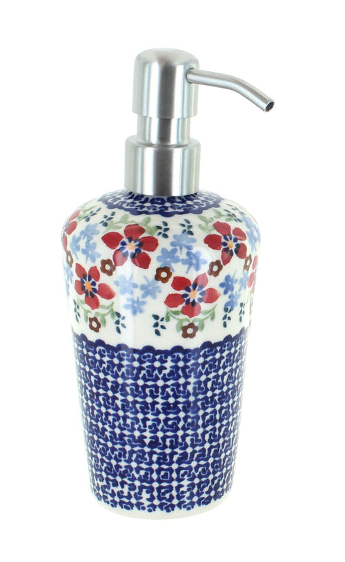 Polish Pottery Red Poppy Soap Dispenser