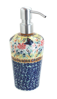 Polish Pottery Blue Butterfly Soap Dispenser