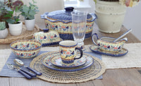 Blue Butterfly Cereal/Soup Bowl Polish Pottery