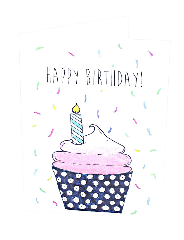 Cupcake Confetti Happy Birthday Card