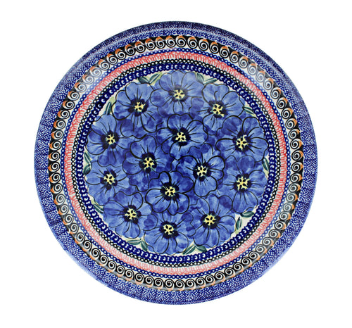 Blue Art Dinner Plate Polish Pottery
