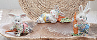 Baby Bunny Figurine Set Polish Pottery