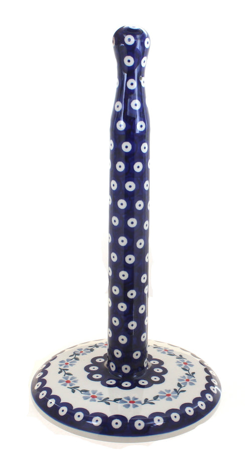 Polish Pottery Blue Violet Paper Towel Holder