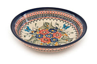 Floral Butterfly Large Salad Bowl Polish Pottery