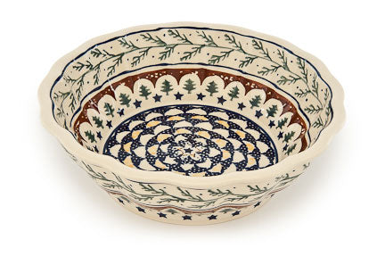 Evergreen Large Scallop Bowl Polish Pottery