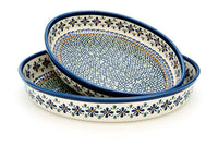 Mosaic Flower Oval Baker Set Polish Pottery