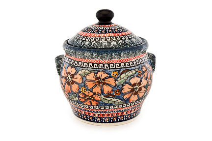 Jungle Flower Medium Canister Polish Pottery