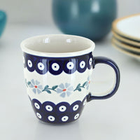 Blue Violet Coffee Mug Polish Pottery