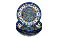 Mosaic Flower 4 Piece Large Salad Bowl Set Polish Pottery