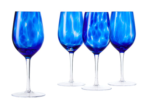 Polish Pottery Cobalt Confetti Wine Glass Set