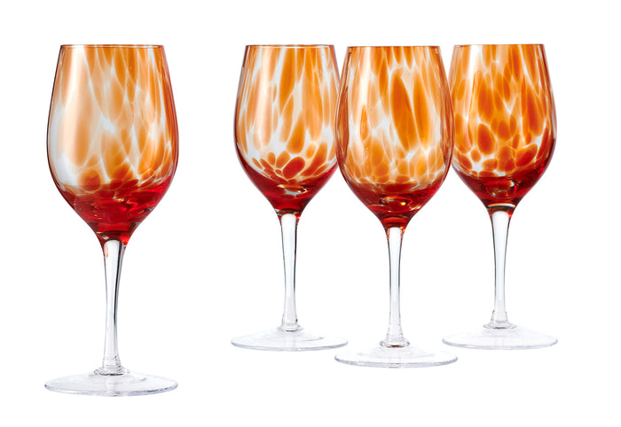 Polish Pottery Red Confetti Wine Glass Set
