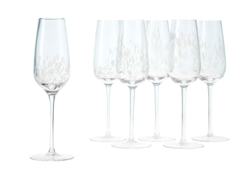 Polish Pottery Opal Confetti Champagne Glass - Set of 6
