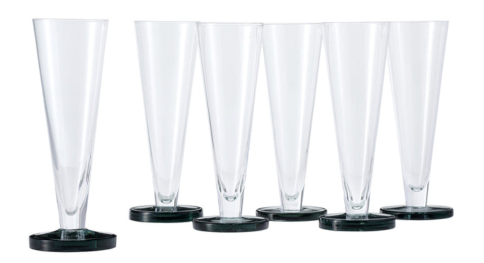 Polish Pottery Grey Bottom Tapered Champagne Flute - Set of 6