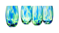 Polish Pottery Cobalt and Green Confetti Water Glass Set