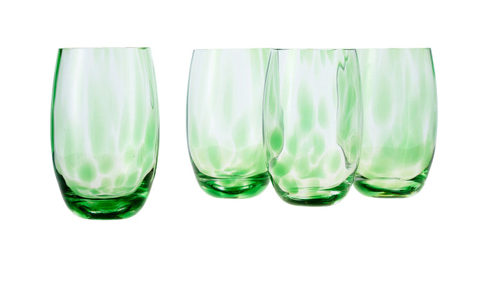 Polish Pottery Green Confetti Water Glass Set