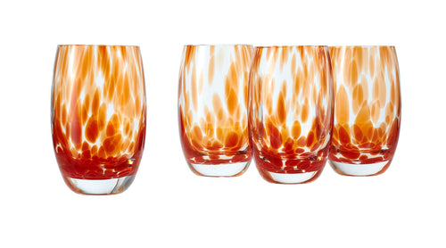 Polish Pottery Red Confetti Water Glass Set