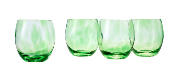 Polish Pottery Green Confetti Juice Glass Set