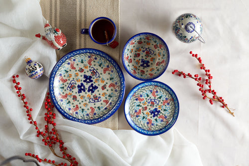 Christmas Bounty 4 PC Place Setting - Service for 1 Polish Pottery
