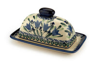 Blue Tulip Butter Dish Polish Pottery