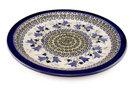 Blue Tulip Dinner Plate Polish Pottery