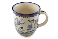 Blue Tulip Plain Coffee Mug Polish Pottery