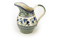 Blue Tulip Pitcher Polish Pottery