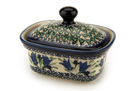 Blue Tulip Butter Tub Polish Pottery
