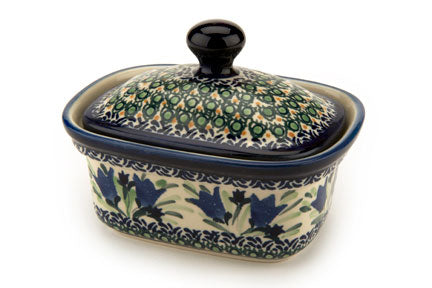 Blue Tulip Butter Tub Polish Pottery