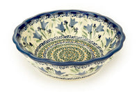 Blue Tulip Medium Scallop Bowl Polish Pottery