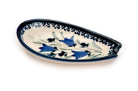 Blue Tulip Small Spoon Rest Polish Pottery