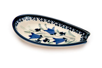 Blue Tulip Small Spoon Rest Polish Pottery