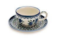 Blue Tulip Cup & Saucer Polish Pottery