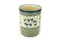 Blue Tulip Utensil Jar Polish Pottery