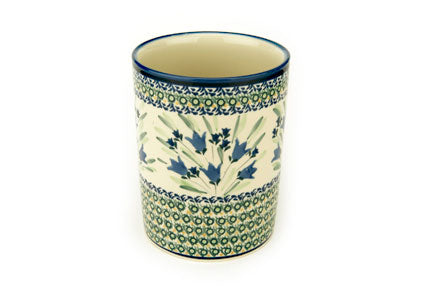Blue Tulip Utensil Jar Polish Pottery