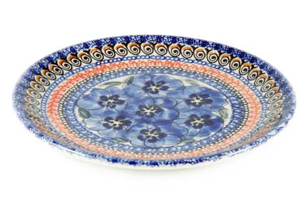 Blue Art Dessert Plate Polish Pottery