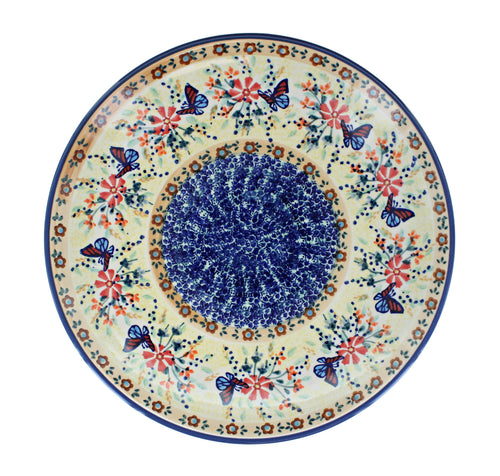 Blue Butterfly Dinner Plate Polish Pottery