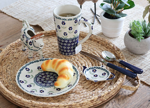 Blue Daisy Large Coffee Mug Polish Pottery