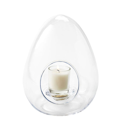 Polish Pottery Egg Shape Glass Candle Holder/Terrarium