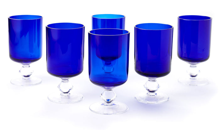 Polish Pottery Cobalt Hurricane Wine Glass - Set of 6