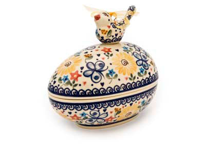 Butterfly Egg Box with Bird Polish Pottery