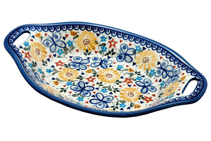 Butterfly Bread Tray with Handles Polish Pottery